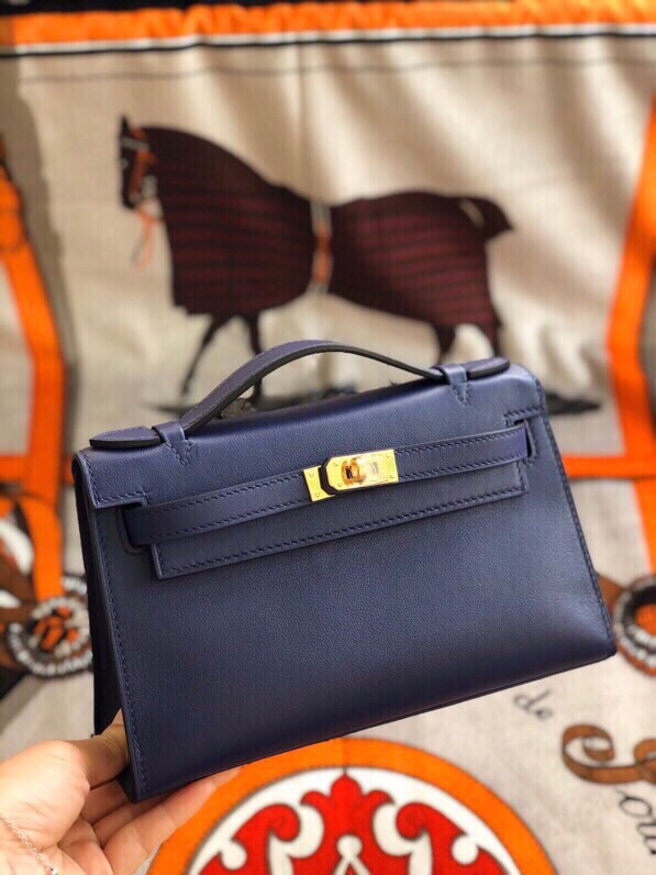 에르메스 미니 켈리백22 블루사파이어 금장 스위프트